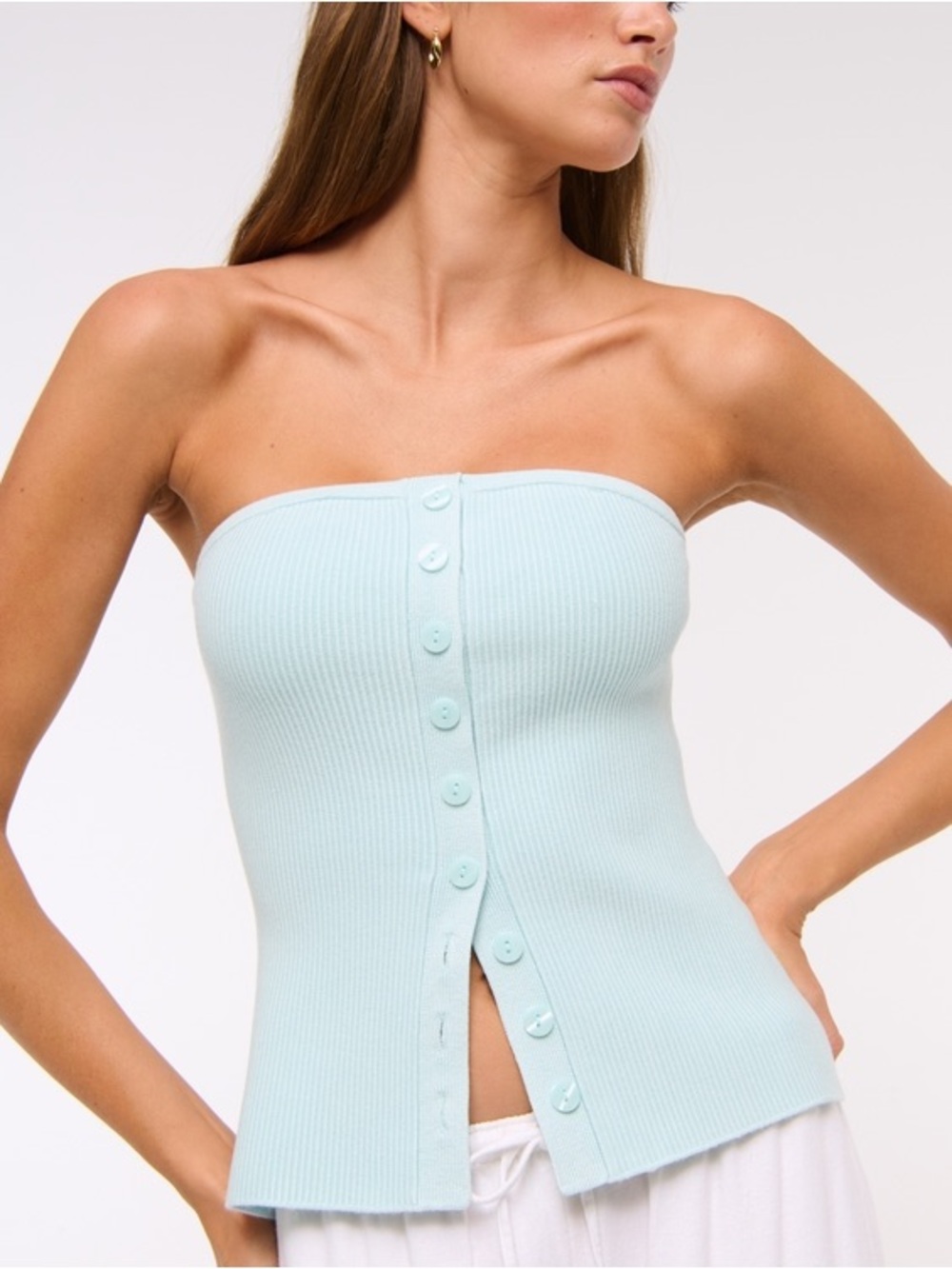 Abercrombie & Fitch Ottoman Button-Front Tube Top